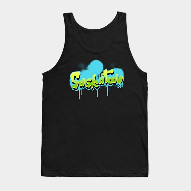 Saskatoon YXE Street Art Paint Drip Tank Top by Stooned in Stoon